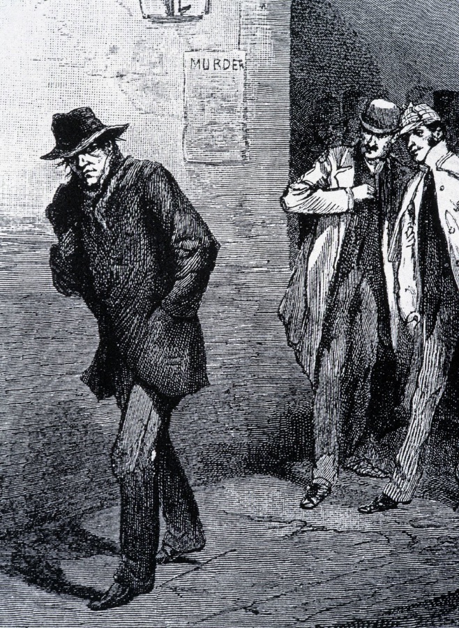 Opera di artista sconosciuto, "Atmosfera di psicosi notturna nelle strade di Londra (a causa degli omicidi di Jack lo Squartatore)", circa 1888. (Fotografia di Meisterdruke.it)